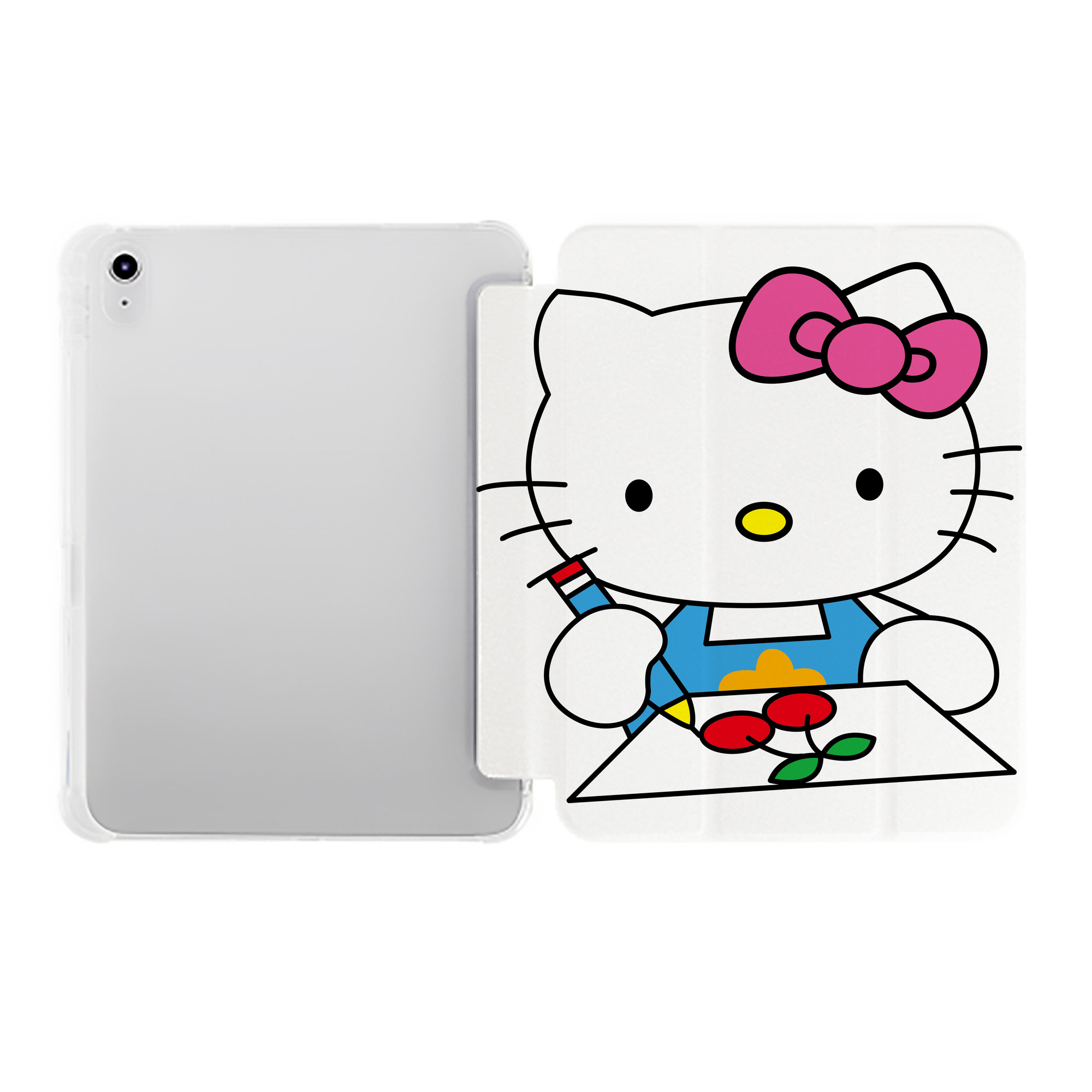 （画像用） Hello Kitty ハローキティ IPad ケース ペン収納付き 三つ折りスタンド PUレザー×シリコン 対応機種9.5/10.5/10.9インチ